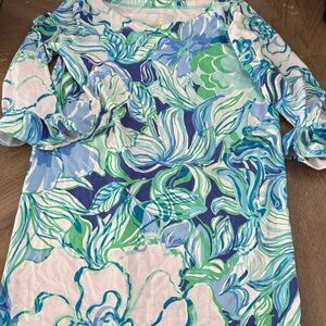 Lilly Pulitzer Girls Blue, Green & White Floral Tunic